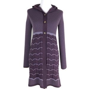 Title Nine Wool Hoodie Cardigan Sweater Purple XS